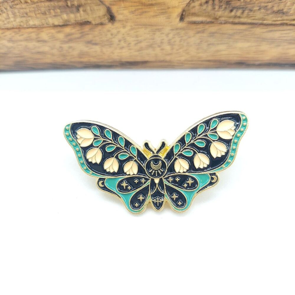 Whimsical Moth Brooch Pin Boho Fairy Cottage Butterfly Garden Gift
